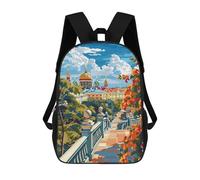 sinyumoney Sac À Dos Enfant Imprimé En 3D Cityscape with Cathedral And Autumn Foliage Sac D'école, Sac À Dos Étudiant, Sac À Dos Tendance Et Léger Pour L'école, Le Collège Et Les Voyages 17inch