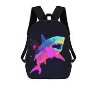 sinyumoney Sac À Dos Enfant Imprimé En 3D Colorful Shark Illustration on Black Background Sac D'école, Sac À Dos Étudiant, Sac À Dos Tendance Et Léger Pour L'école, Le Collège Et Les Voyages 17inch