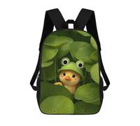 sinyumoney Sac À Dos Enfant Imprimé En 3D Cute Chick with Frog Hat in Lilypads Sac D'école, Sac À Dos Étudiant, Sac À Dos Tendance Et Léger Pour L'école, Le Collège Et Les Voyages 17inch