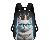 sinyumoney Sac À Dos Enfant Imprimé En 3D Cute Queen White Cat Sac D'école, Sac À Dos Étudiant, Sac À Dos Tendance Et Léger Pour L'école, Le Collège Et Les Voyages 17inch