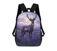 sinyumoney Sac À Dos Enfant Imprimé En 3D Deer in Lavender Field Sac D'école, Sac À Dos Étudiant, Sac À Dos Tendance Et Léger Pour L'école, Le Collège Et Les Voyages 17inch