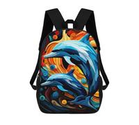 sinyumoney Sac À Dos Enfant Imprimé En 3D Dolphins in Abstract Colorful Ocean Sac D'école, Sac À Dos Étudiant, Sac À Dos Tendance Et Léger Pour L'école, Le Collège Et Les Voyages 17inch