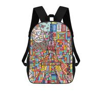 sinyumoney Sac À Dos Enfant Imprimé En 3D Eiffel Tower Abstract Art Sac D'école, Sac À Dos Étudiant, Sac À Dos Tendance Et Léger Pour L'école, Le Collège Et Les Voyages 17inch