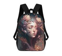sinyumoney Sac À Dos Enfant Imprimé En 3D Enchanted Floral Portrait -2 Sac D'école, Sac À Dos Étudiant, Sac À Dos Tendance Et Léger Pour L'école, Le Collège Et Les Voyages 17inch