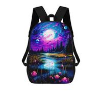 sinyumoney Sac À Dos Enfant Imprimé En 3D Enchanted Night Pond Sac D'école, Sac À Dos Étudiant, Sac À Dos Tendance Et Léger Pour L'école, Le Collège Et Les Voyages 17inch