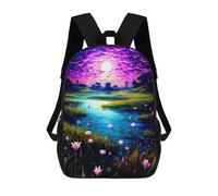 sinyumoney Sac À Dos Enfant Imprimé En 3D Enchanted River Under Moonlit Sky Sac D'école, Sac À Dos Étudiant, Sac À Dos Tendance Et Léger Pour L'école, Le Collège Et Les Voyages 17inch
