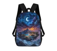 sinyumoney Sac À Dos Enfant Imprimé En 3D Fantasy Floating Island Under Crescent Moon Sac D'école, Sac À Dos Étudiant, Sac À Dos Tendance Et Léger Pour L'école, Le Collège Et Les Voyages 17inch