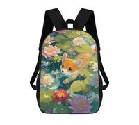 sinyumoney Sac À Dos Enfant Imprimé En 3D Fox Cub Swimming in A Lily Pond Sac D'école, Sac À Dos Étudiant, Sac À Dos Tendance Et Léger Pour L'école, Le Collège Et Les Voyages 17inch