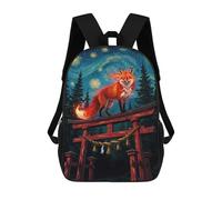 sinyumoney Sac À Dos Enfant Imprimé En 3D Fox on Torii Gate Under Starry Night Sac D'école, Sac À Dos Étudiant, Sac À Dos Tendance Et Léger Pour L'école, Le Collège Et Les Voyages 17inch