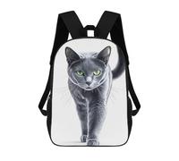 sinyumoney Sac À Dos Enfant Imprimé En 3D Gray Cat with Green Eyes Sac D'école, Sac À Dos Étudiant, Sac À Dos Tendance Et Léger Pour L'école, Le Collège Et Les Voyages 17inch