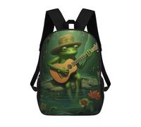 sinyumoney Sac À Dos Enfant Imprimé En 3D Green Frog Playing Guitar Sac D'école, Sac À Dos Étudiant, Sac À Dos Tendance Et Léger Pour L'école, Le Collège Et Les Voyages 17inch