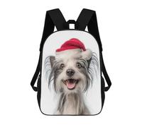 sinyumoney Sac À Dos Enfant Imprimé En 3D Happy Chinese Crested Dog with Santa Hat Sac D'école, Sac À Dos Étudiant, Sac À Dos Tendance Et Léger Pour L'école, Le Collège Et Les Voyages 17inch
