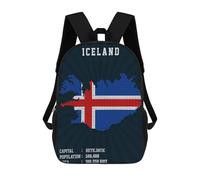 sinyumoney Sac À Dos Enfant Imprimé En 3D Iceland Map Sac D'école, Sac À Dos Étudiant, Sac À Dos Tendance Et Léger Pour L'école, Le Collège Et Les Voyages 17inch