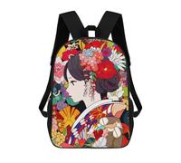 sinyumoney Sac À Dos Enfant Imprimé En 3D Japanese Art Kimono Girl Sac D'école, Sac À Dos Étudiant, Sac À Dos Tendance Et Léger Pour L'école, Le Collège Et Les Voyages 17inch