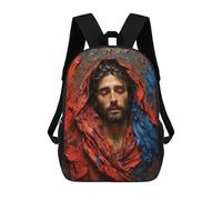 sinyumoney Sac À Dos Enfant Imprimé En 3D Jesus in Red And Blue Hood Sac D'école, Sac À Dos Étudiant, Sac À Dos Tendance Et Léger Pour L'école, Le Collège Et Les Voyages 17inch