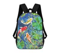 sinyumoney Sac À Dos Enfant Imprimé En 3D Koi Fish Pond Watercolor Sac D'école, Sac À Dos Étudiant, Sac À Dos Tendance Et Léger Pour L'école, Le Collège Et Les Voyages 17inch