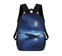 sinyumoney Sac À Dos Enfant Imprimé En 3D Lonely Whale In Moonlight Sac D'école, Sac À Dos Étudiant, Sac À Dos Tendance Et Léger Pour L'école, Le Collège Et Les Voyages 17inch
