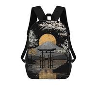 sinyumoney Sac À Dos Enfant Imprimé En 3D Mount Fuji with Torii Gate And Moon Sac D'école, Sac À Dos Étudiant, Sac À Dos Tendance Et Léger Pour L'école, Le Collège Et Les Voyages 17inch