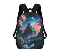 sinyumoney Sac À Dos Enfant Imprimé En 3D Mystical Moonlit Castle Sac D'école, Sac À Dos Étudiant, Sac À Dos Tendance Et Léger Pour L'école, Le Collège Et Les Voyages 17inch