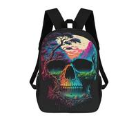 sinyumoney Sac À Dos Enfant Imprimé En 3D Nature's Skull A Vibrant Landscape Sac D'école, Sac À Dos Étudiant, Sac À Dos Tendance Et Léger Pour L'école, Le Collège Et Les Voyages 17inch