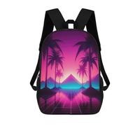 sinyumoney Sac À Dos Enfant Imprimé En 3D Palm Tree Retrowave Sac D'école, Sac À Dos Étudiant, Sac À Dos Tendance Et Léger Pour L'école, Le Collège Et Les Voyages 17inch