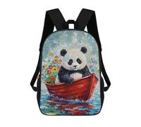 sinyumoney Sac À Dos Enfant Imprimé En 3D Panda in Boat with Flowers Painting Sac D'école, Sac À Dos Étudiant, Sac À Dos Tendance Et Léger Pour L'école, Le Collège Et Les Voyages 17inch