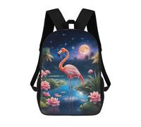 sinyumoney Sac À Dos Enfant Imprimé En 3D Pink Flamingo Night Sac D'école, Sac À Dos Étudiant, Sac À Dos Tendance Et Léger Pour L'école, Le Collège Et Les Voyages 17inch
