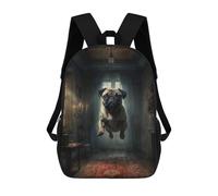 sinyumoney Sac À Dos Enfant Imprimé En 3D Pug in Haunted Mansion Sac D'école, Sac À Dos Étudiant, Sac À Dos Tendance Et Léger Pour L'école, Le Collège Et Les Voyages 17inch