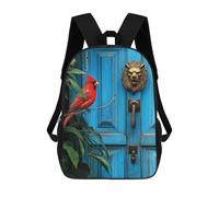 sinyumoney Sac À Dos Enfant Imprimé En 3D Red Cardinal Bird And Lion Knocker on Door Sac D'école, Sac À Dos Étudiant, Sac À Dos Tendance Et Léger Pour L'école, Le Collège Et Les Voyages 17inch