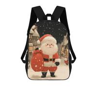 sinyumoney Sac À Dos Enfant Imprimé En 3D Santa Claus in Snowy Town Christmas Sac D'école, Sac À Dos Étudiant, Sac À Dos Tendance Et Léger Pour L'école, Le Collège Et Les Voyages 17inch