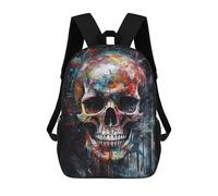 sinyumoney Sac À Dos Enfant Imprimé En 3D Skull Head 2 Sac D'école, Sac À Dos Étudiant, Sac À Dos Tendance Et Léger Pour L'école, Le Collège Et Les Voyages 17inch