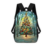 sinyumoney Sac À Dos Enfant Imprimé En 3D Stained Glass Christmas Tree Sac D'école, Sac À Dos Étudiant, Sac À Dos Tendance Et Léger Pour L'école, Le Collège Et Les Voyages 17inch