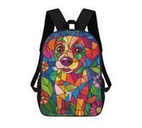 sinyumoney Sac À Dos Enfant Imprimé En 3D Stained Glass Puppy Sac D'école, Sac À Dos Étudiant, Sac À Dos Tendance Et Léger Pour L'école, Le Collège Et Les Voyages 17inch