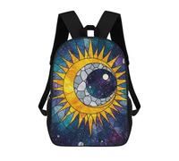 sinyumoney Sac À Dos Enfant Imprimé En 3D Stained Glass Sun And Moon Galaxy Sac D'école, Sac À Dos Étudiant, Sac À Dos Tendance Et Léger Pour L'école, Le Collège Et Les Voyages 17inch