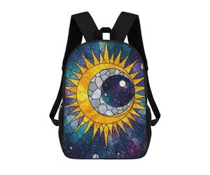 sinyumoney Sac À Dos Enfant Imprimé En 3D Stained Glass Sun And Moon Galaxy Sac D'école, Sac À Dos Étudiant, Sac À Dos Tendance Et Léger Pour L'école, Le Collège Et Les Voyages 17inch