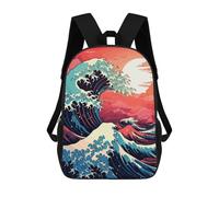sinyumoney Sac À Dos Enfant Imprimé En 3D The Great Wave Retro Sac D'école, Sac À Dos Étudiant, Sac À Dos Tendance Et Léger Pour L'école, Le Collège Et Les Voyages 17inch