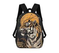 sinyumoney Sac À Dos Enfant Imprimé En 3D Tiger Under The Moon Sac D'école, Sac À Dos Étudiant, Sac À Dos Tendance Et Léger Pour L'école, Le Collège Et Les Voyages 17inch