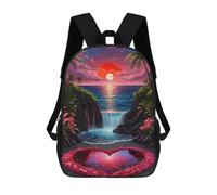 sinyumoney Sac À Dos Enfant Imprimé En 3D Tropical Beach Heart Sunset Sac D'école, Sac À Dos Étudiant, Sac À Dos Tendance Et Léger Pour L'école, Le Collège Et Les Voyages 17inch