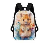 sinyumoney Sac À Dos Enfant Imprimé En 3D Watercolor Hamster with Flowers Sac D'école, Sac À Dos Étudiant, Sac À Dos Tendance Et Léger Pour L'école, Le Collège Et Les Voyages 17inch