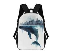 sinyumoney Sac À Dos Enfant Imprimé En 3D Whale And Cityscape Sac D'école, Sac À Dos Étudiant, Sac À Dos Tendance Et Léger Pour L'école, Le Collège Et Les Voyages 17inch