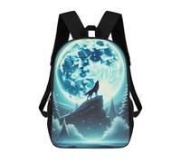 sinyumoney Sac À Dos Enfant Imprimé En 3D Wolf Howling Moon Sac D'école, Sac À Dos Étudiant, Sac À Dos Tendance Et Léger Pour L'école, Le Collège Et Les Voyages 17inch