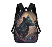 sinyumoney Sac À Dos Enfant Imprimé Enchanted Wolf Portrait -6 Sac À Dos De Voyage Pour Garçon Et Fille 17inch