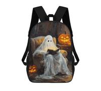 sinyumoney Sac À Dos Enfant Imprimé Ghost Reading Book Halloween Sac À Dos De Voyage Pour Garçon Et Fille 17inch