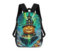 sinyumoney Sac À Dos Enfant Imprimé Halloween Pumpkin Castle Sac À Dos De Voyage Pour Garçon Et Fille 17inch