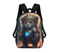 sinyumoney Sac À Dos Enfant Imprimé Knightly Cat Armor Fantasy Art Sac À Dos De Voyage Pour Garçon Et Fille 17inch