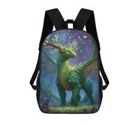 sinyumoney Sac À Dos Enfant Imprimé Leafy Green Dragon in Enchanted Forest Sac À Dos De Voyage Pour Garçon Et Fille 17inch