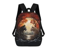 sinyumoney Sac À Dos Enfant Imprimé Lion And Tiger A Mythical Encounter Sac À Dos De Voyage Pour Garçon Et Fille 17inch