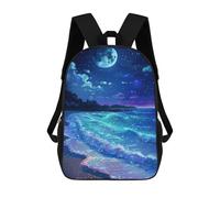 sinyumoney Sac À Dos Enfant Imprimé Magical Night Beach Scene Sac À Dos De Voyage Pour Garçon Et Fille 17inch