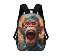 sinyumoney Sac À Dos Enfant Imprimé Monkey with Glasses Exploding in Color Sac À Dos De Voyage Pour Garçon Et Fille 17inch