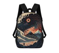 sinyumoney Sac À Dos Enfant Imprimé Monster Tsunami Volcano Cityscape Sac À Dos De Voyage Pour Garçon Et Fille 17inch